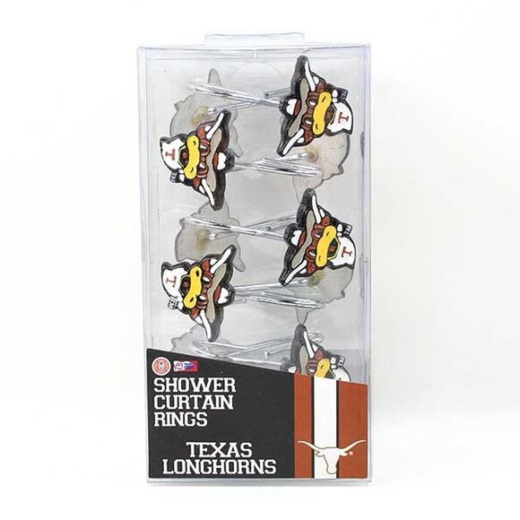 Texas Longhorns Shower Curtain Rings 12 pc Hooks NCAA Team Logo Bath New - Picture 1 of 3